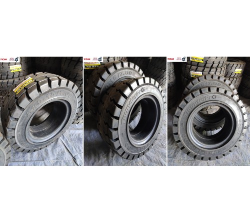 Thay lốp đặc 28x9-15 Thunderpro cho xe nâng 3.5 tấn Komatsu FD35NT-7 tại Thường Tín, Hà Nội