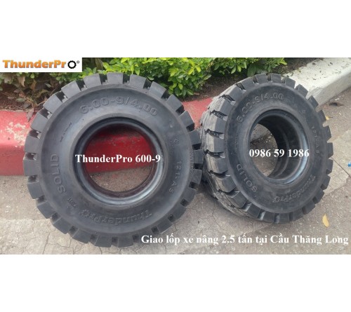Lốp đặc 6.00-9 Thunder Pro Thái Lan - Lốp xe nâng 2 tấn, 2.5 tấn