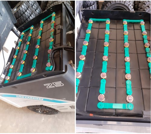 Xe nâng điện Unicarriers 2.5 tấn FB25-8 - Xe nâng chui công - Đời cao 2016 - Bình điện Hitachi VSDX565MH 48V/565Ah