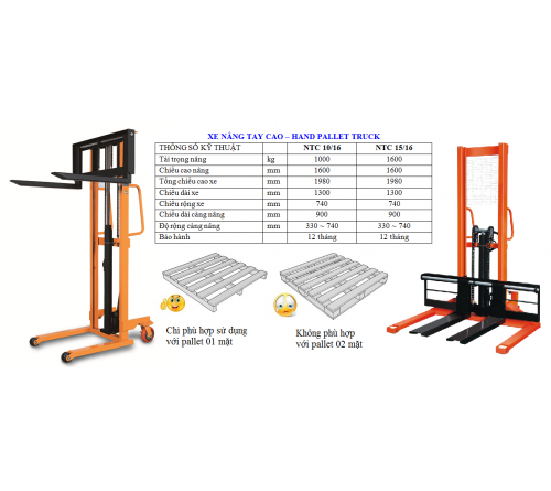 Xe nâng tay cao 400kg - 1000kg - 1500kg - 2000kg